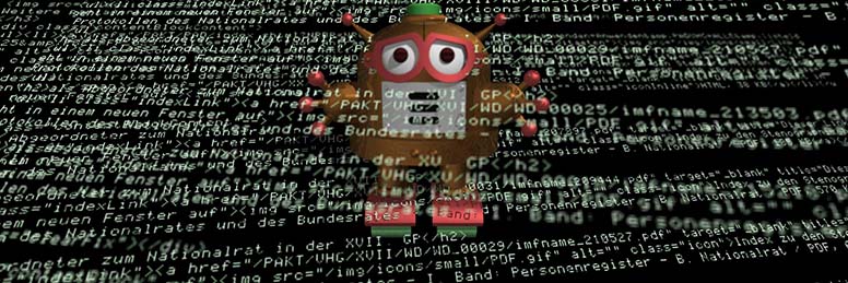 rendered image of bot amongst HTML code